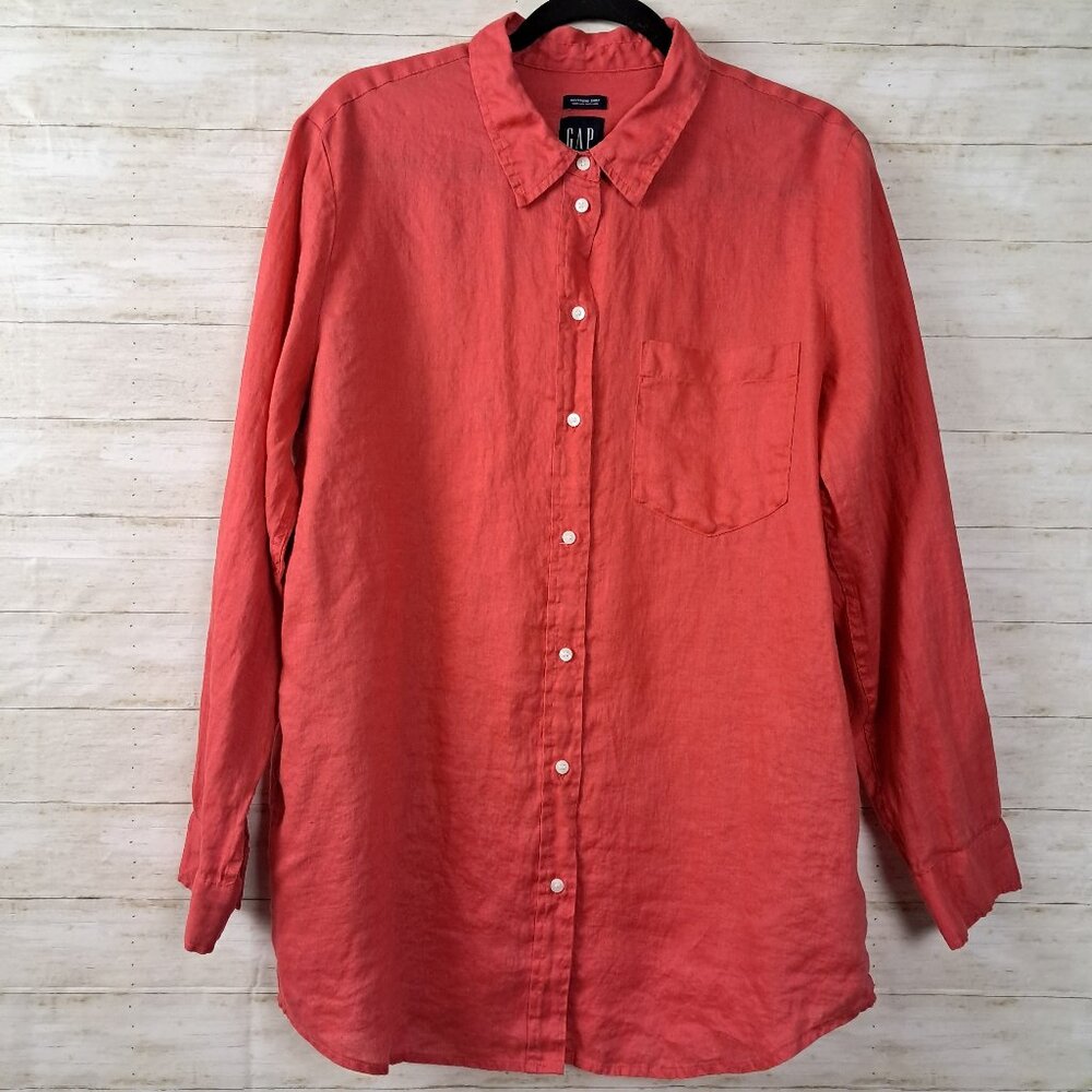 Gap 100% Linen Boyfriend Shirt Large